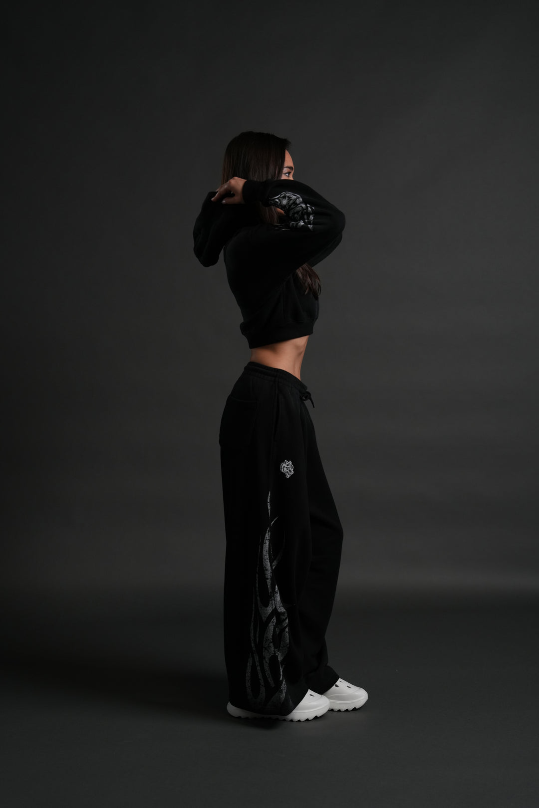 Finite Flame "Rose" She Hoodie in Black Drift Wash