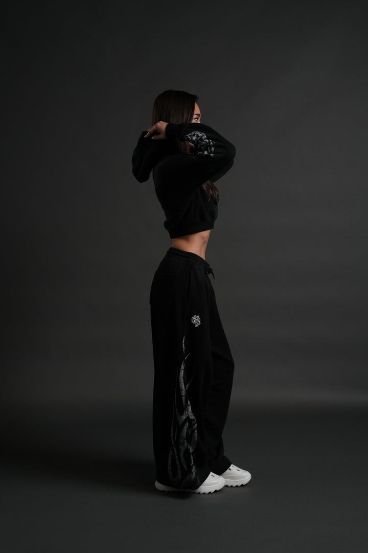 Finite Flame "Rose" She Hoodie in Black Drift Wash