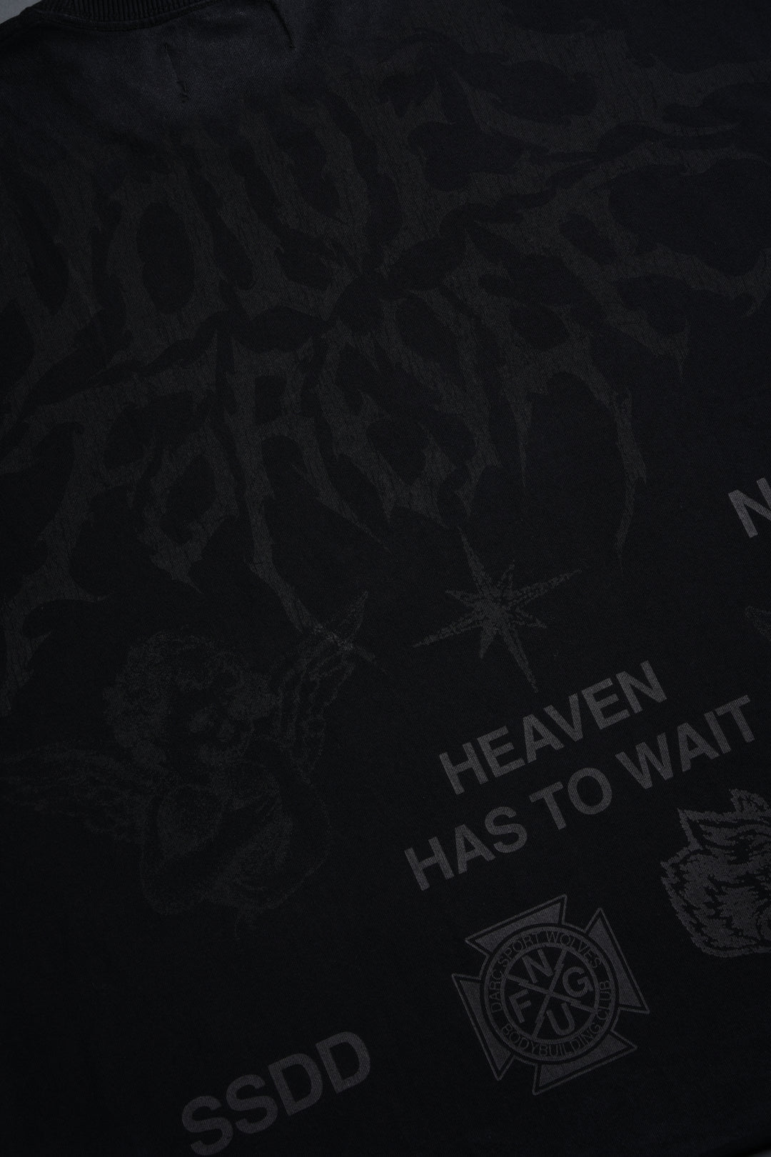 Sacred Flash Grunge Cut-Off Tee in Black Drift Wash