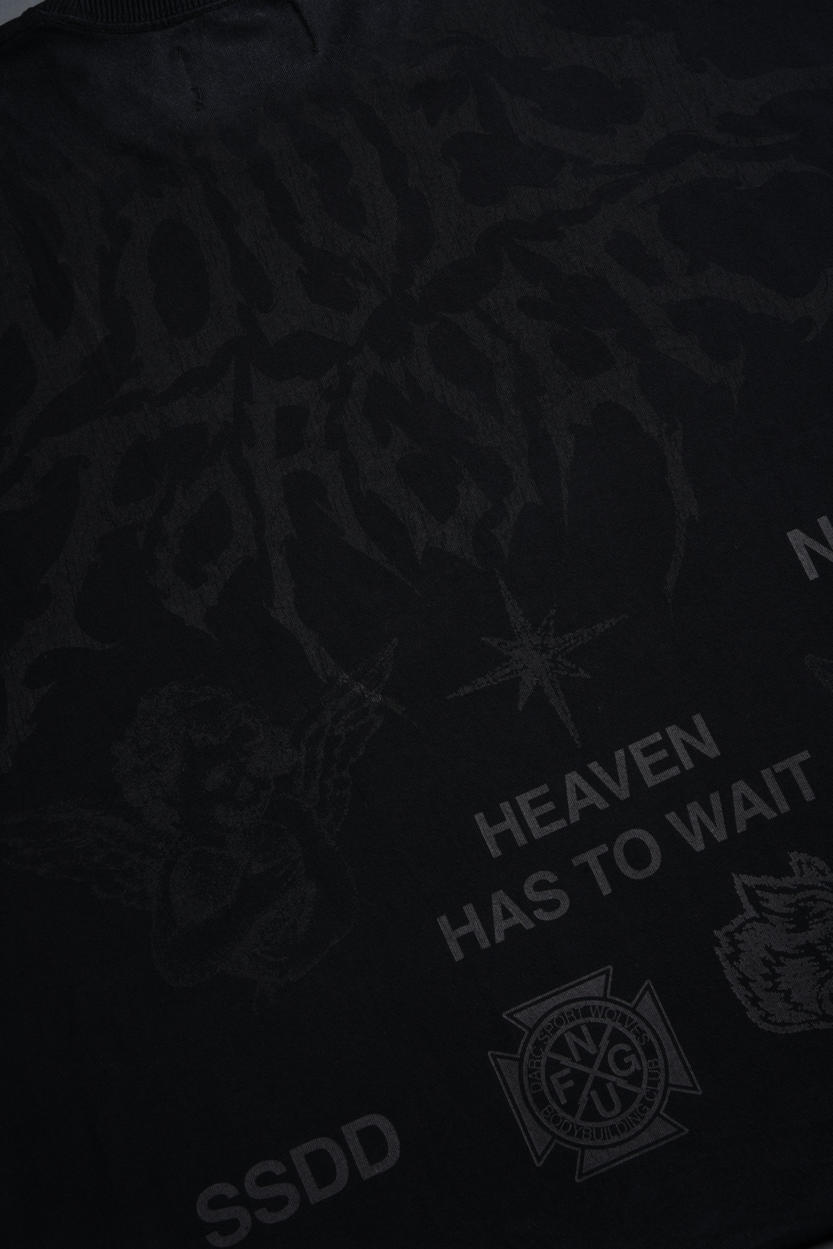 Sacred Flash Grunge Cut-Off Tee in Black Drift Wash