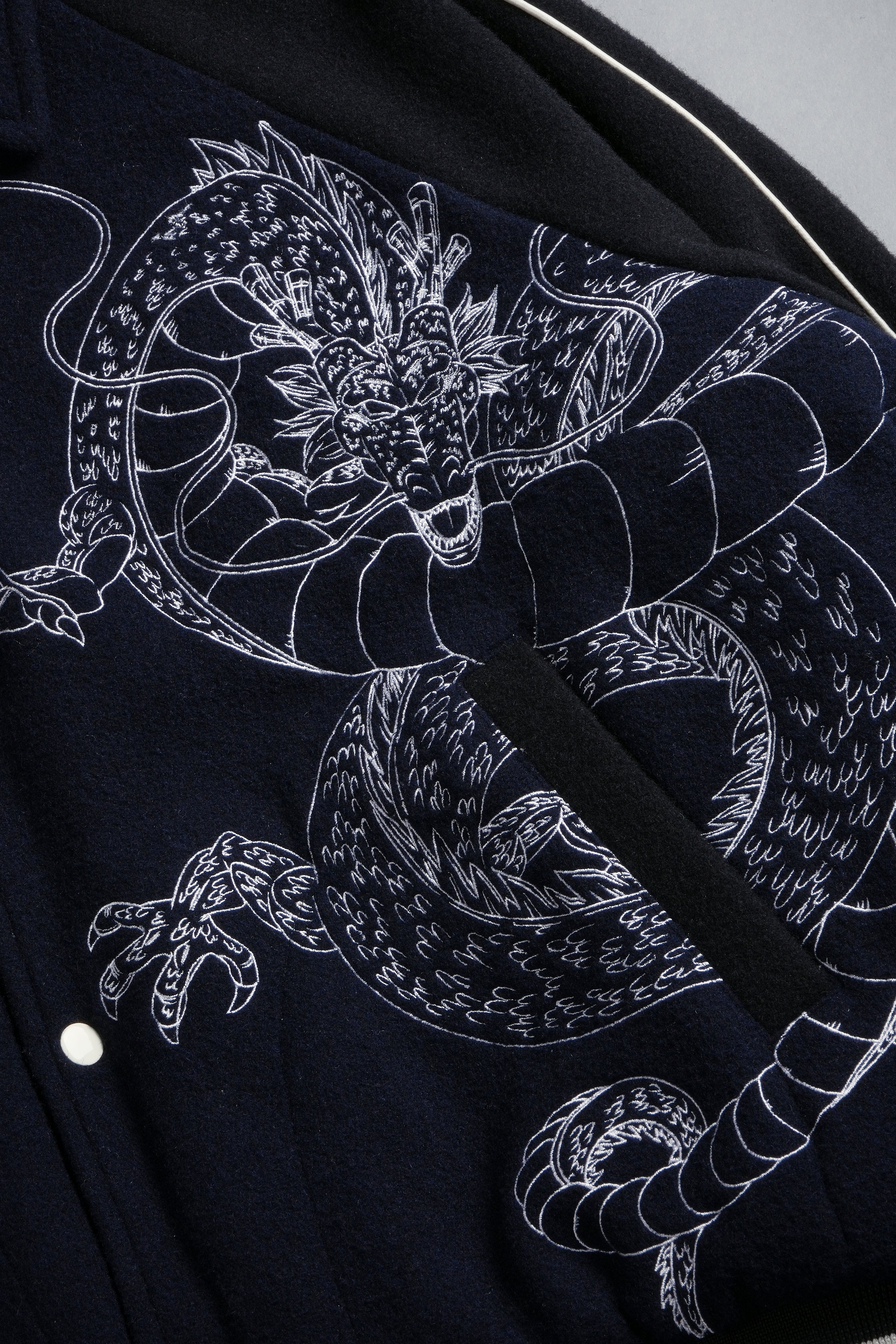 Our Wish V2 Letterman Jacket in Navy/Black