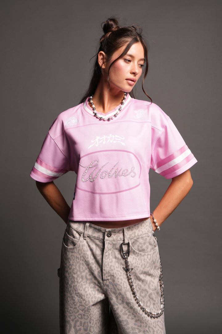 Honor She Football Crop Jersey in Cherry Blossom