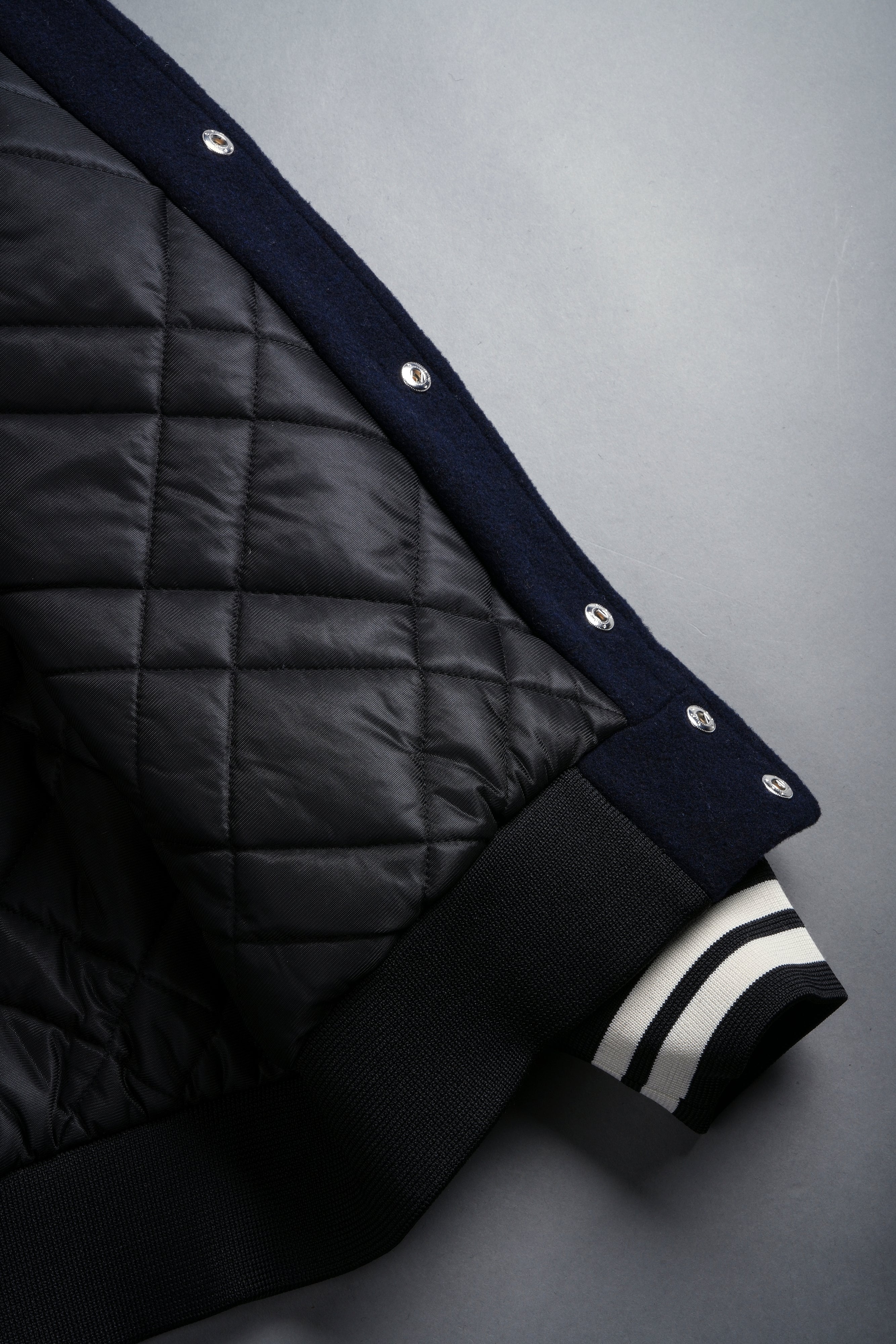 Our Wish V2 Letterman Jacket in Navy/Black