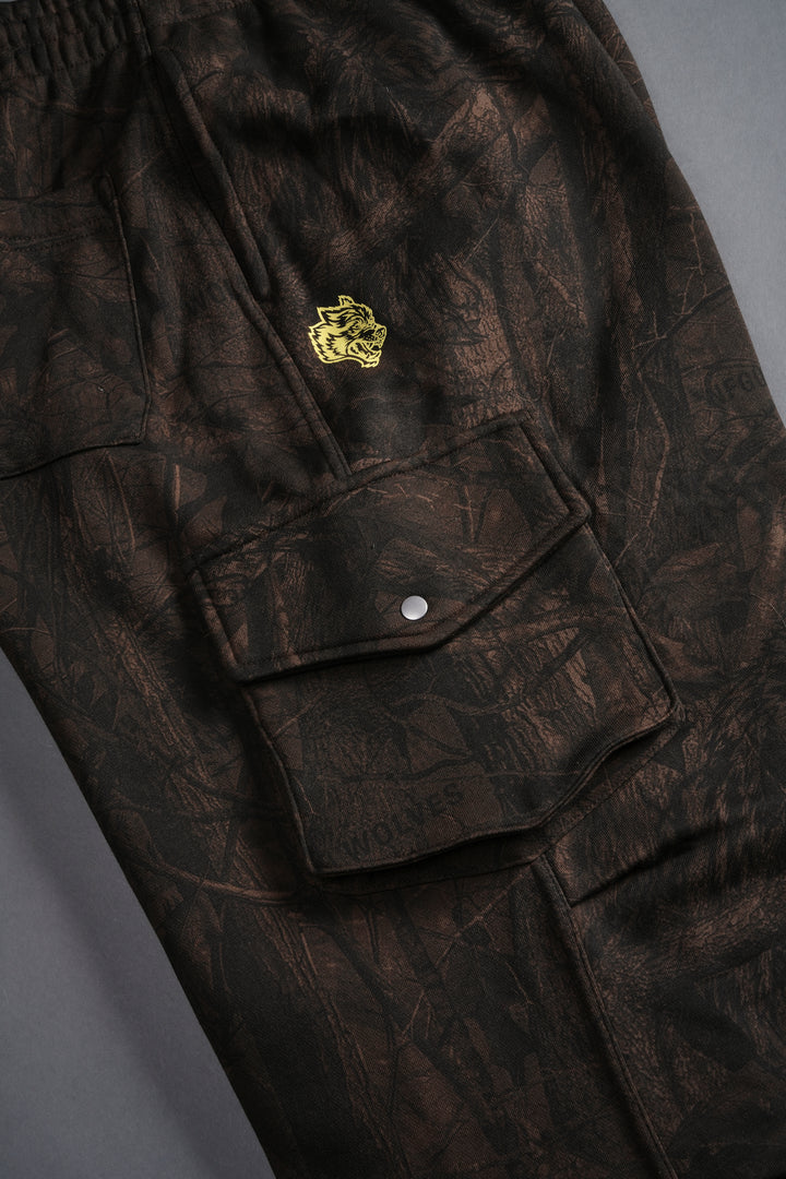 Dual Mia Cargo Sweat Pants in Brown Driftwood Forest Camo