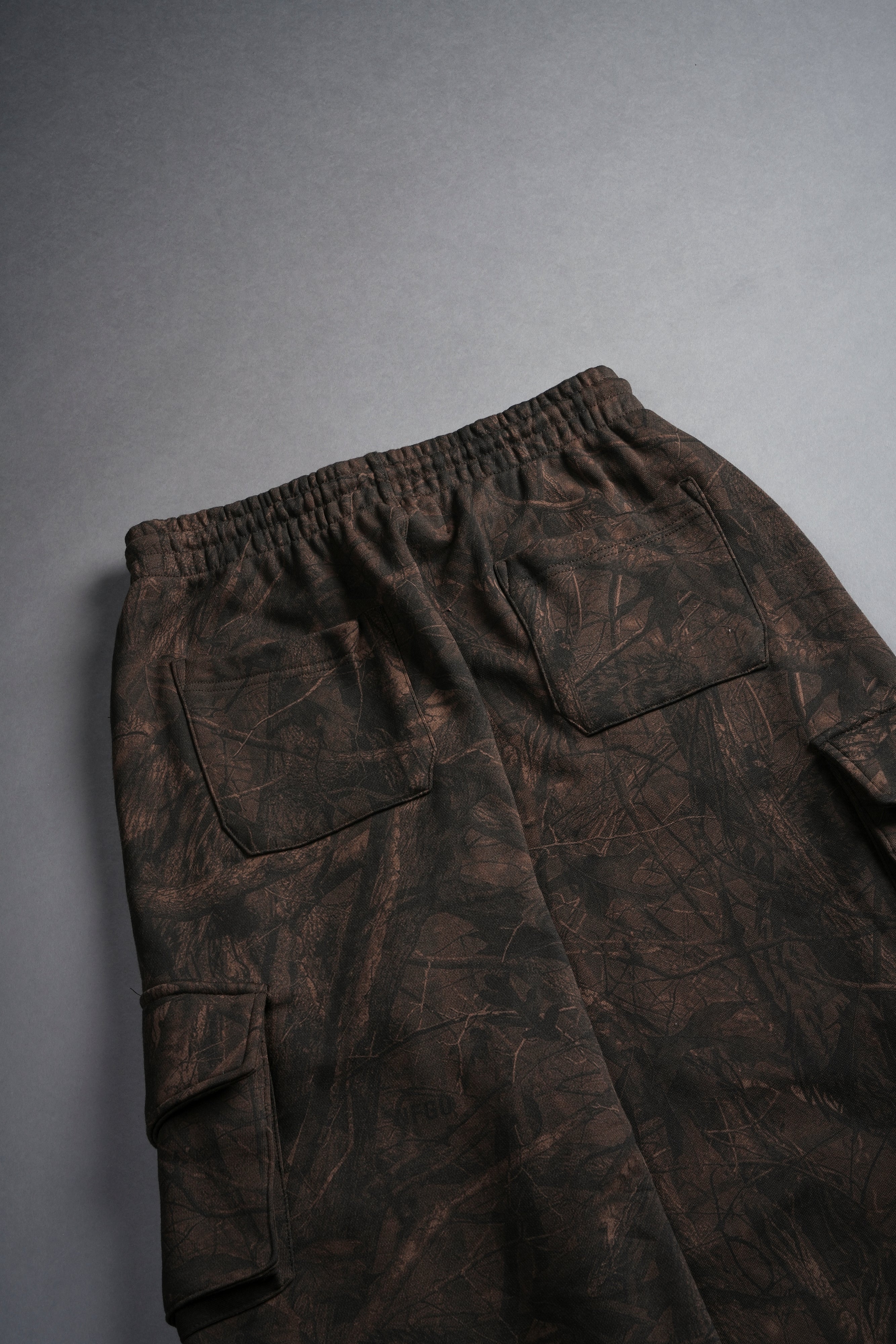 Dual Mia Cargo Sweat Pants in Brown Driftwood Forest Camo