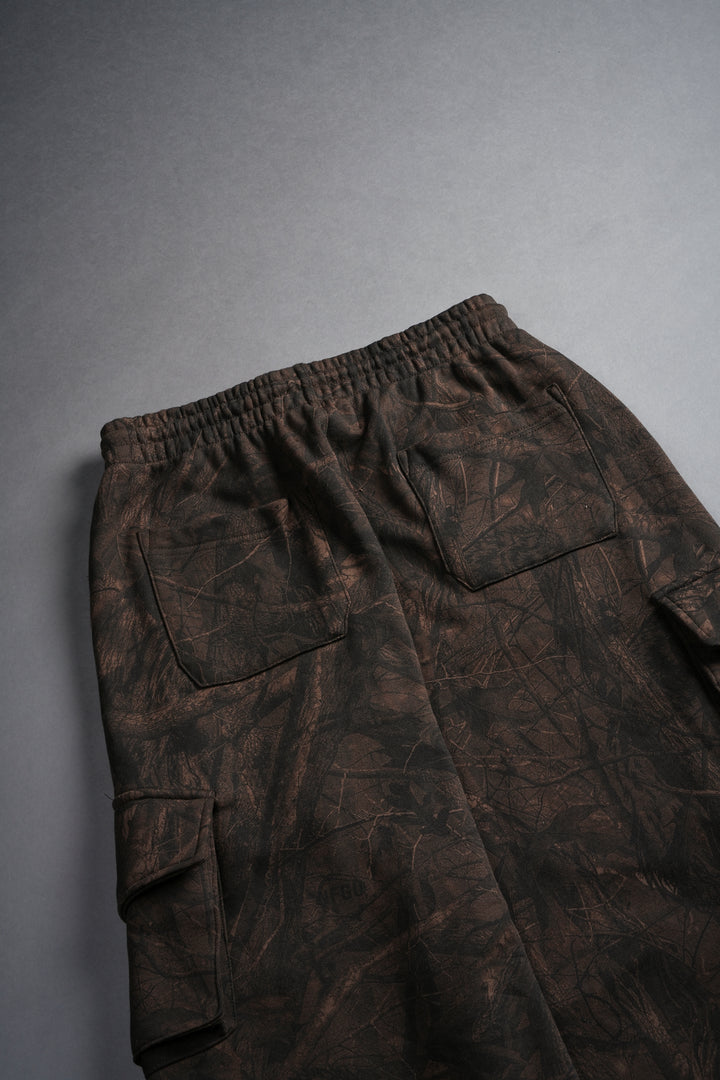 Dual Mia Cargo Sweat Pants in Brown Driftwood Forest Camo