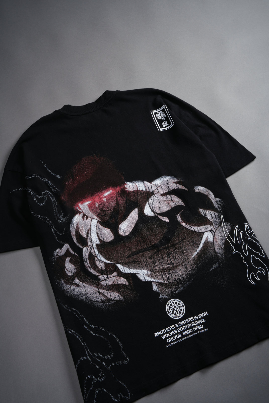 Baki Hanma "Side By Side" Series Premium Oversized Tee in Black