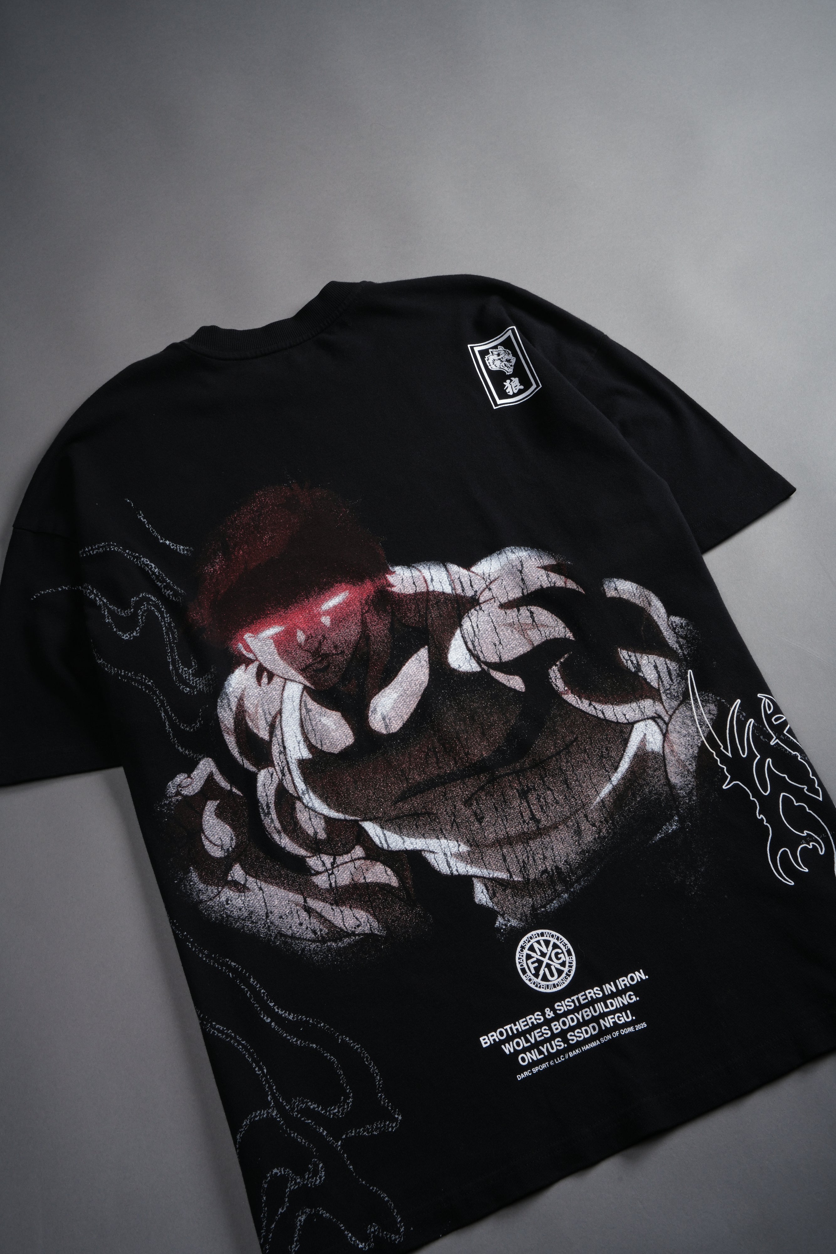 Baki Hanma "Side By Side" Series Premium Oversized Tee in Black
