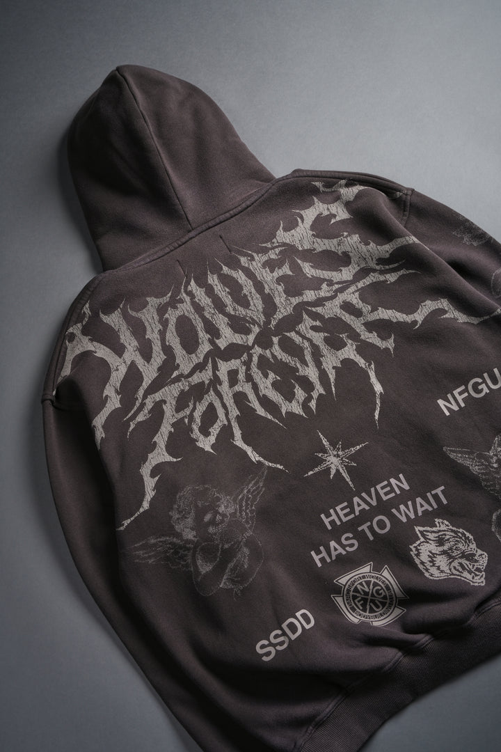 Sacred Flash "Pierce" Hoodie in Darc Brown Drift Wash