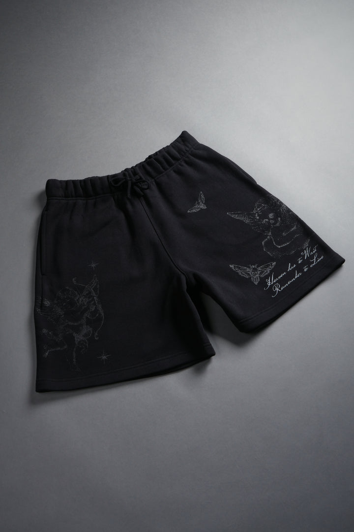Fallen Cherub Oversized Post Lounge Sweat Shorts in Black