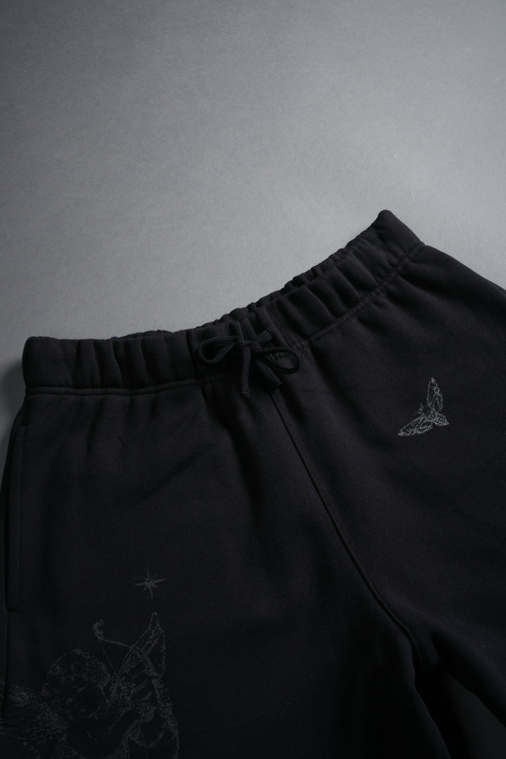 Fallen Cherub Oversized Post Lounge Sweat Shorts in Black