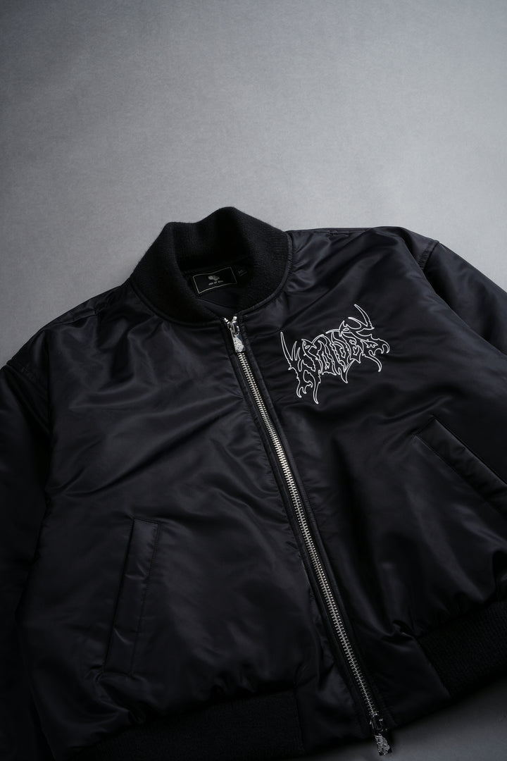 Darc Metal Cropped Remy Bomber Jacket in Black