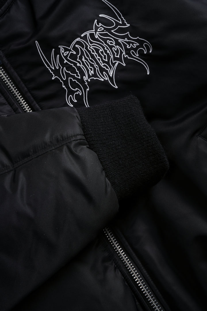 Darc Metal Cropped Remy Bomber Jacket in Black