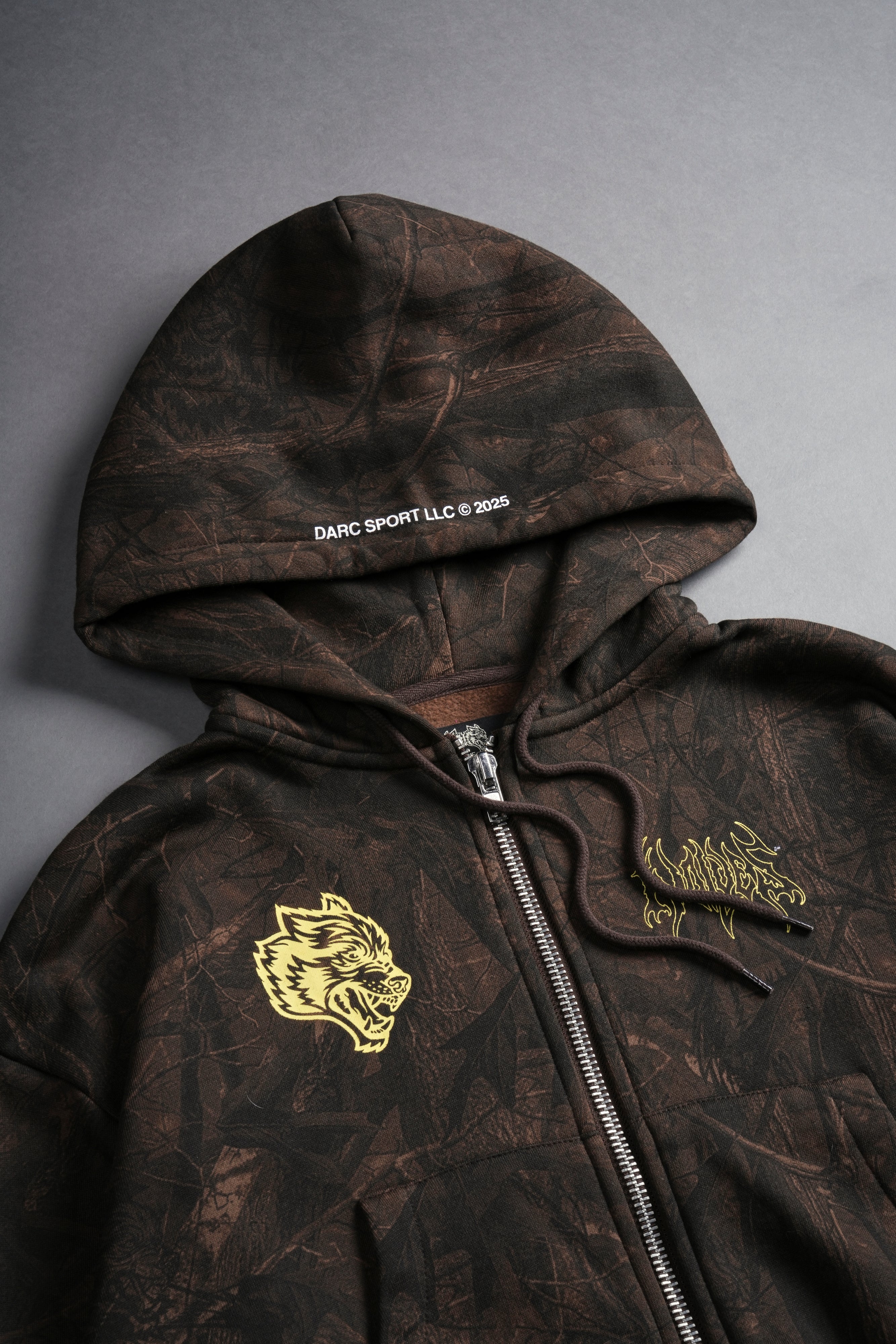 Origin Hesh "Chambers" (Cropped) Zip Hoodie in Brown Driftwood Forest Camo
