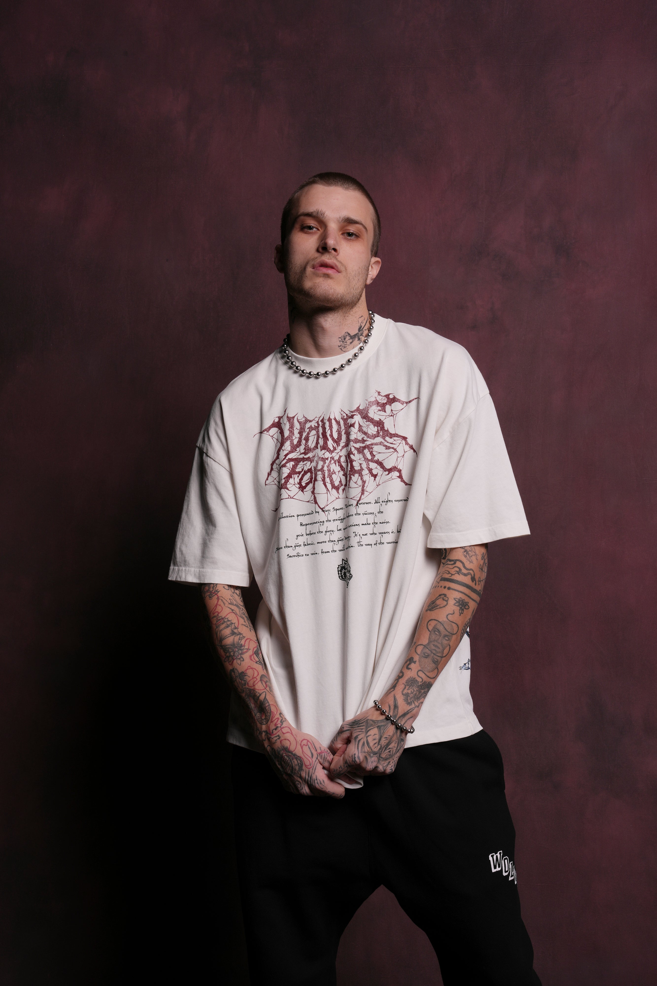 Web Of Shadows "Premium" Oversized Tee in Cream