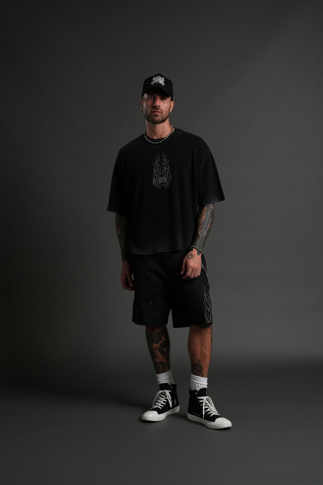 Finite Flame Premium Raw Hem "Box Cut" Unisex Tee in Black