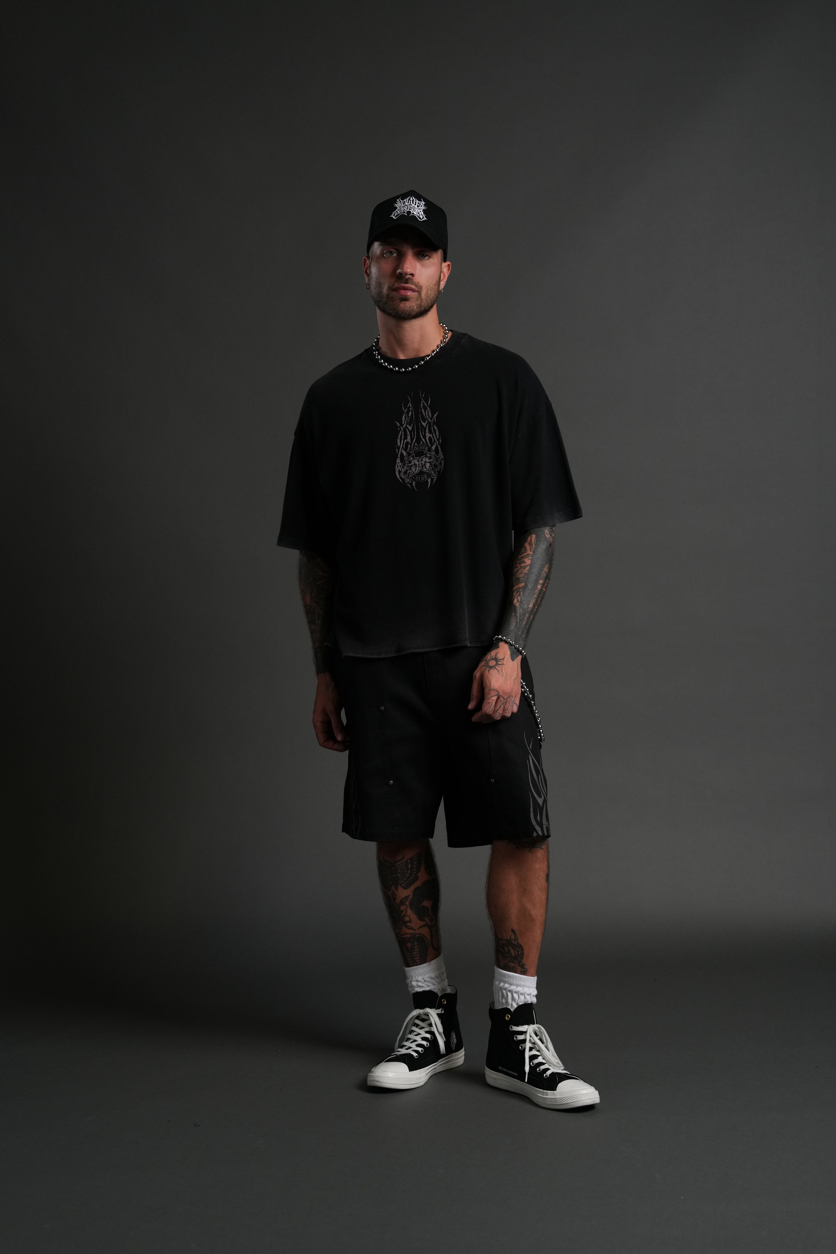 Finite Flame Premium Raw Hem "Box Cut" Unisex Tee in Black