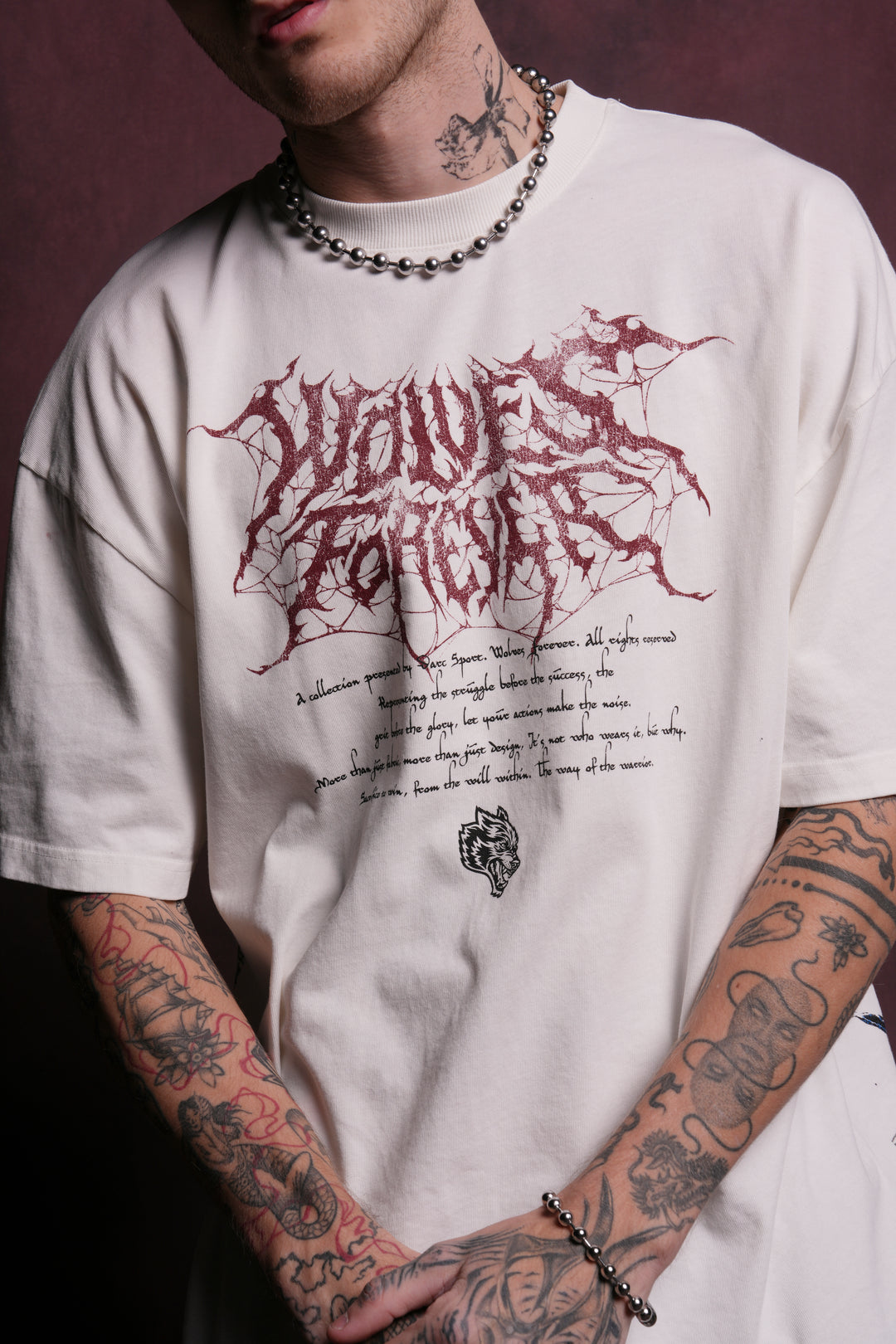 Web Of Shadows "Premium" Oversized Tee in Cream