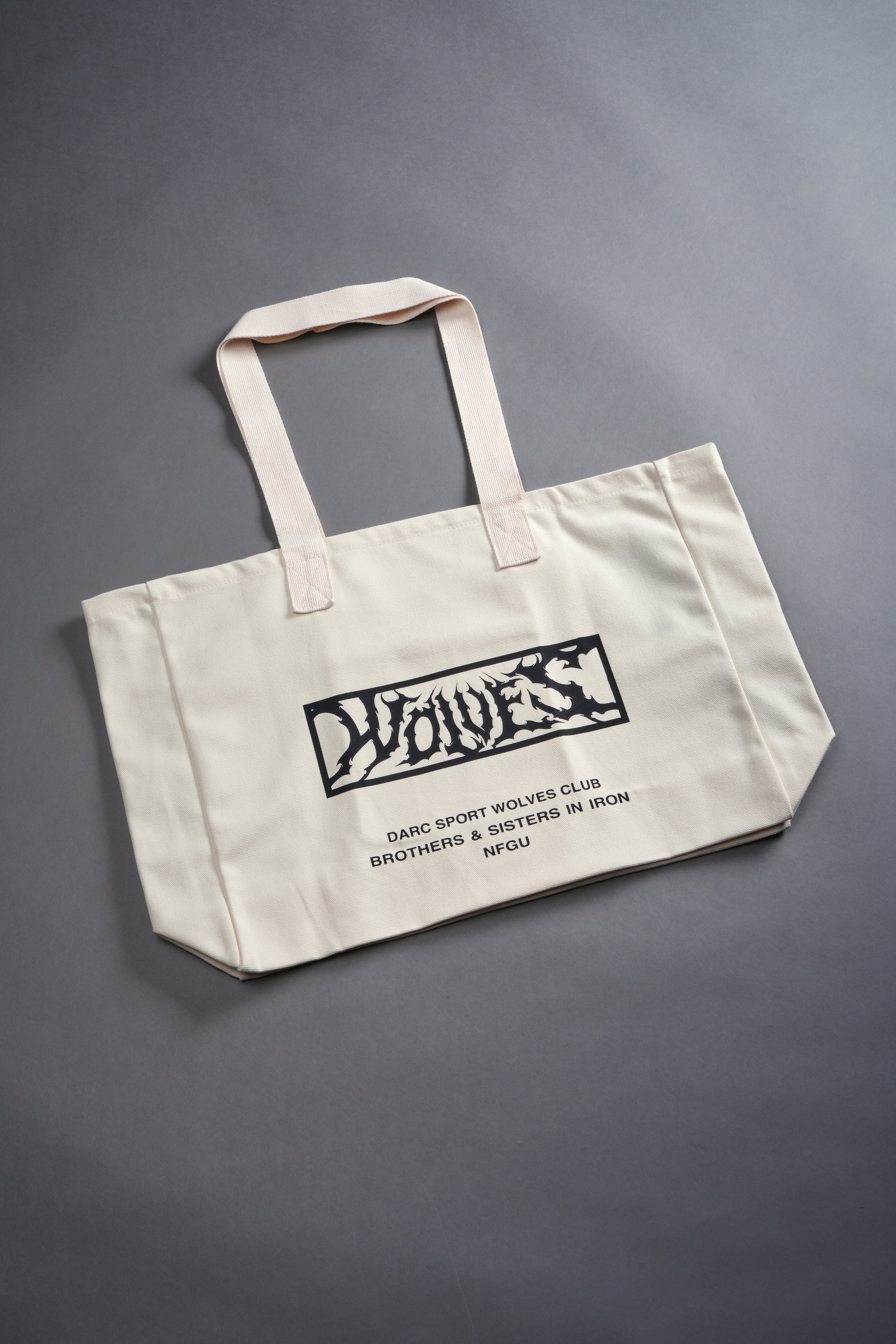 Shielded Heart Canvas Tote Bag in Cream