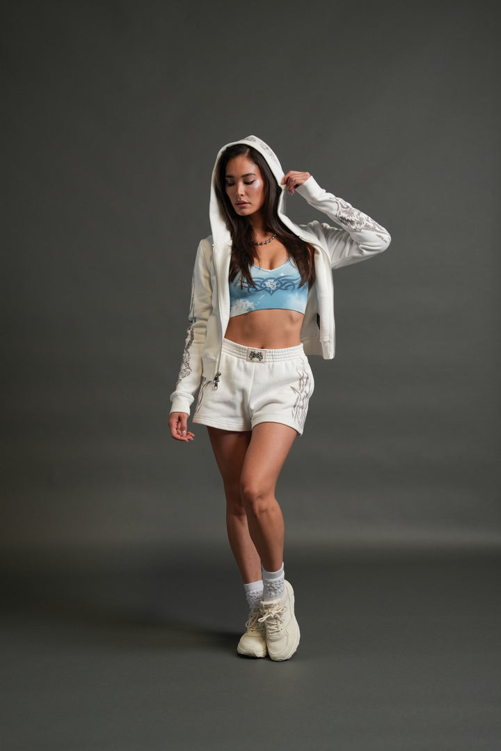 Finite Flame "Iris" Zip Up She Hoodie in Cream