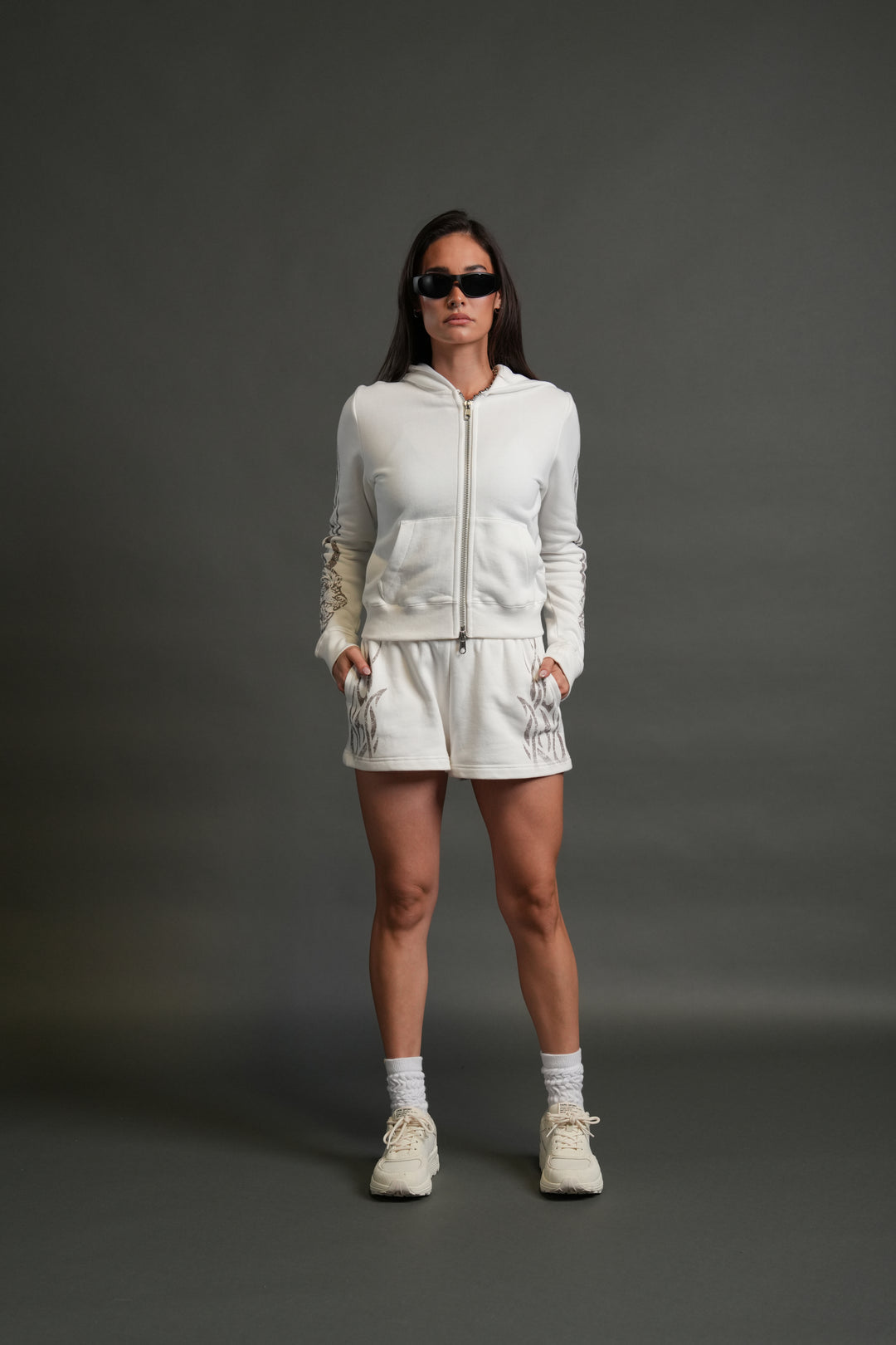 Finite Flame "Iris" Zip Up She Hoodie in Cream