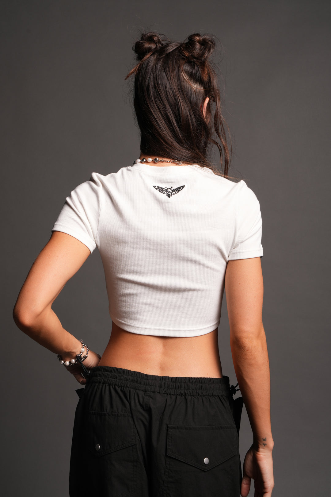 She Pyramid  Ribbed Baby Tee In Stone