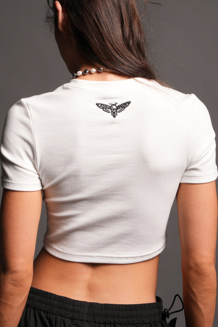 She Pyramid  Ribbed Baby Tee In Stone