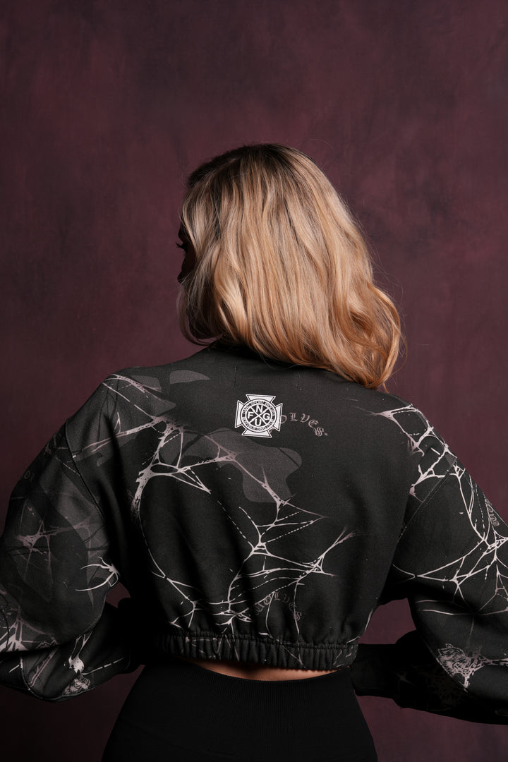 Darc Web "Gwen" (Cropped) Crewneck in Spider Camo