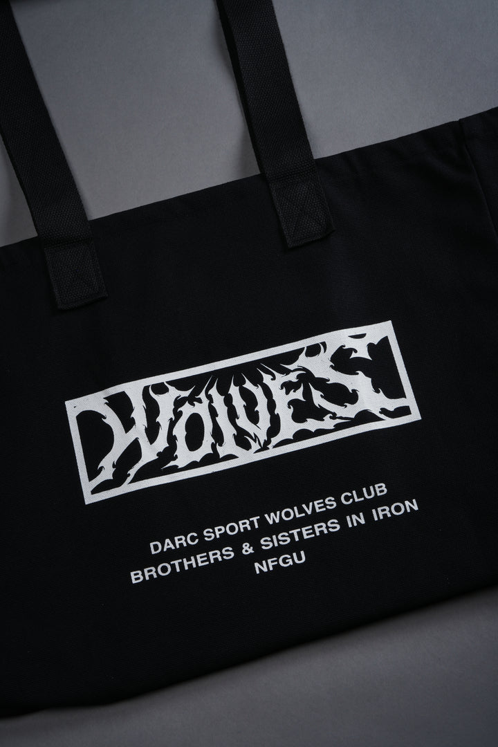 Shielded Heart Canvas Tote Bag in Black