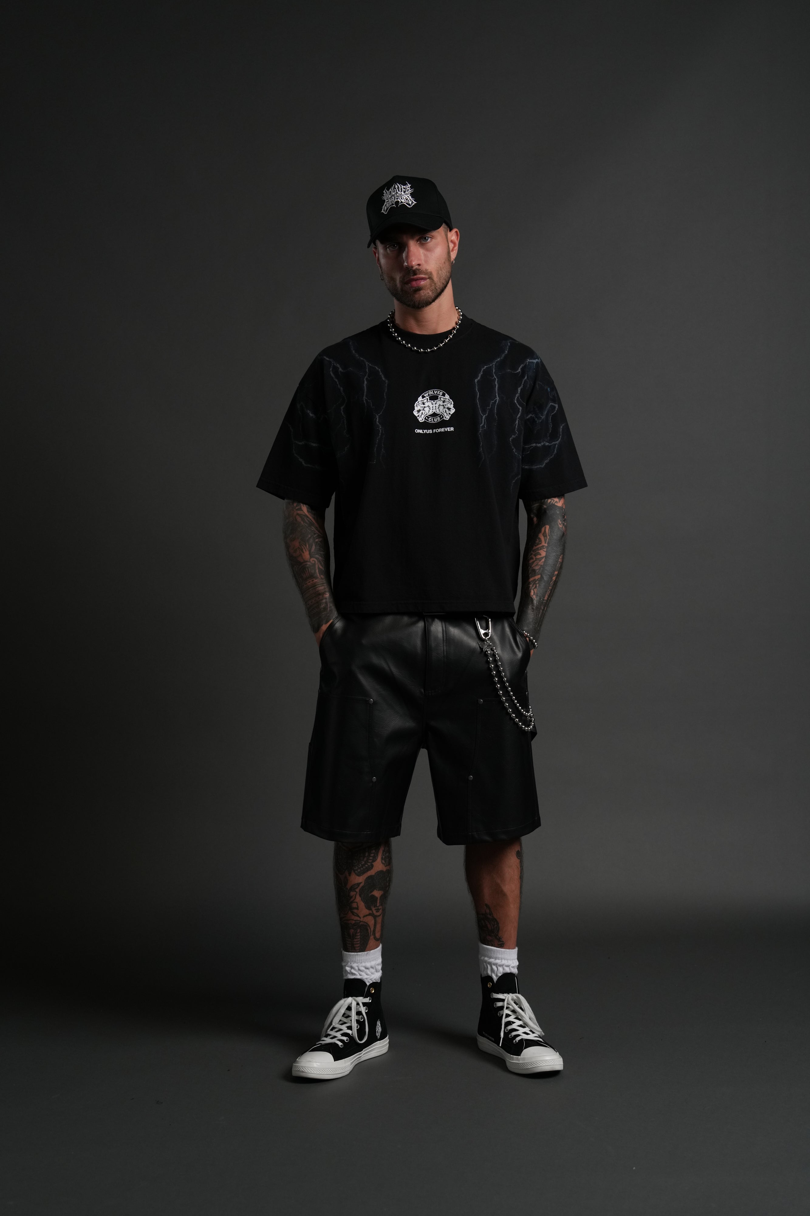Lightning Strike Grunge "Box Cut" Tee in Black