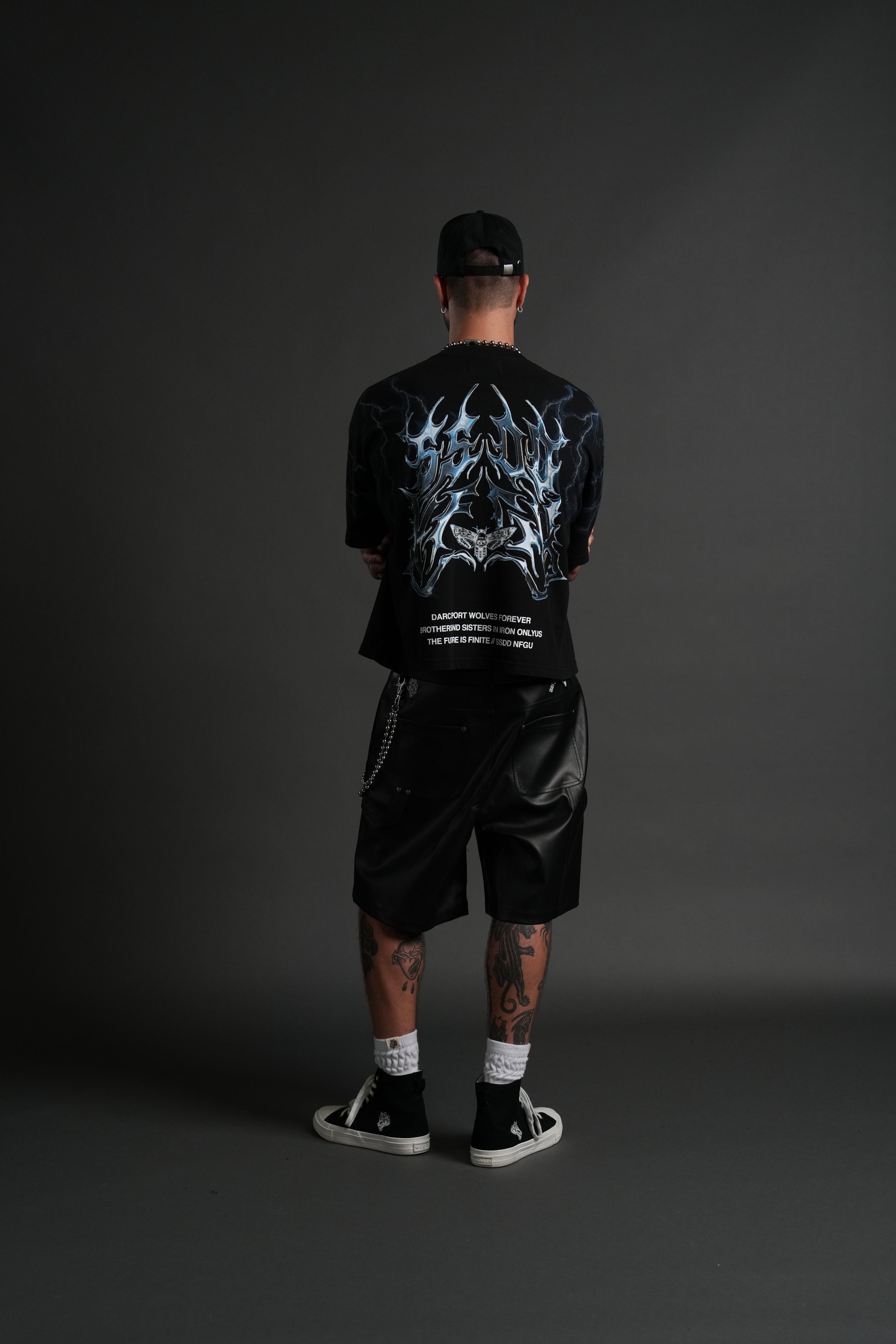 Lightning Strike Grunge "Box Cut" Tee in Black