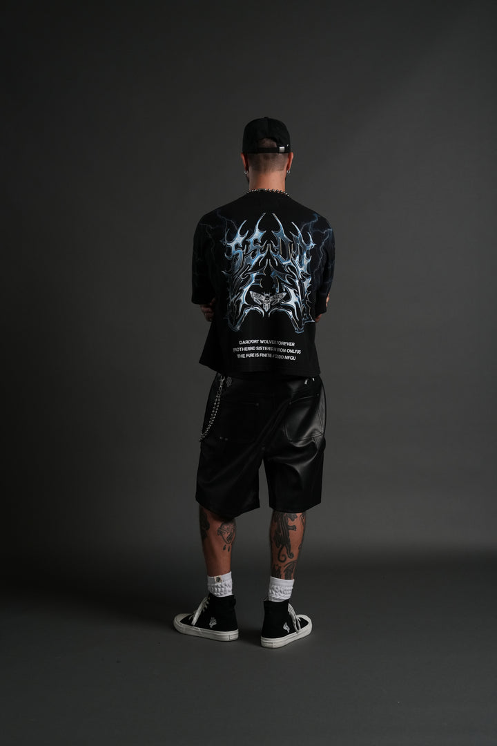 Lightning Strike Grunge "Box Cut" Tee in Black