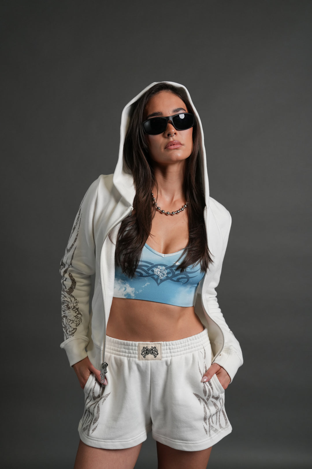 Finite Flame "Iris" Zip Up She Hoodie in Cream