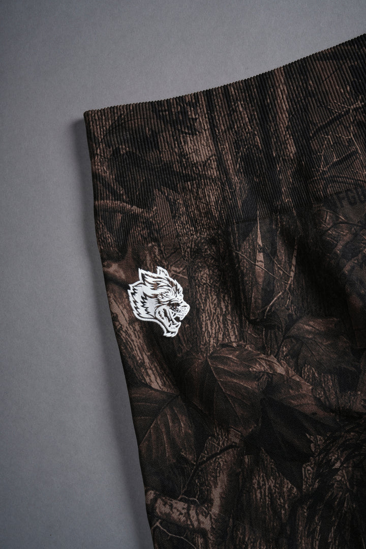 Hesh Forever Everson Seamless "Training" Shorts in Brown Driftwood Forest Camo