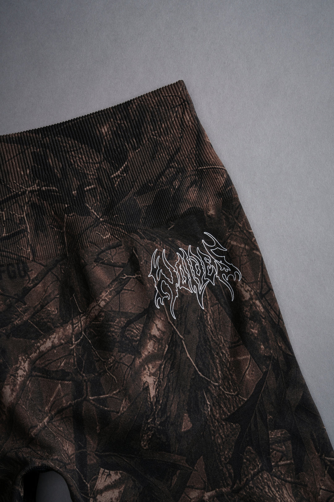 Hesh Forever Everson Seamless "Training" Shorts in Brown Driftwood Forest Camo