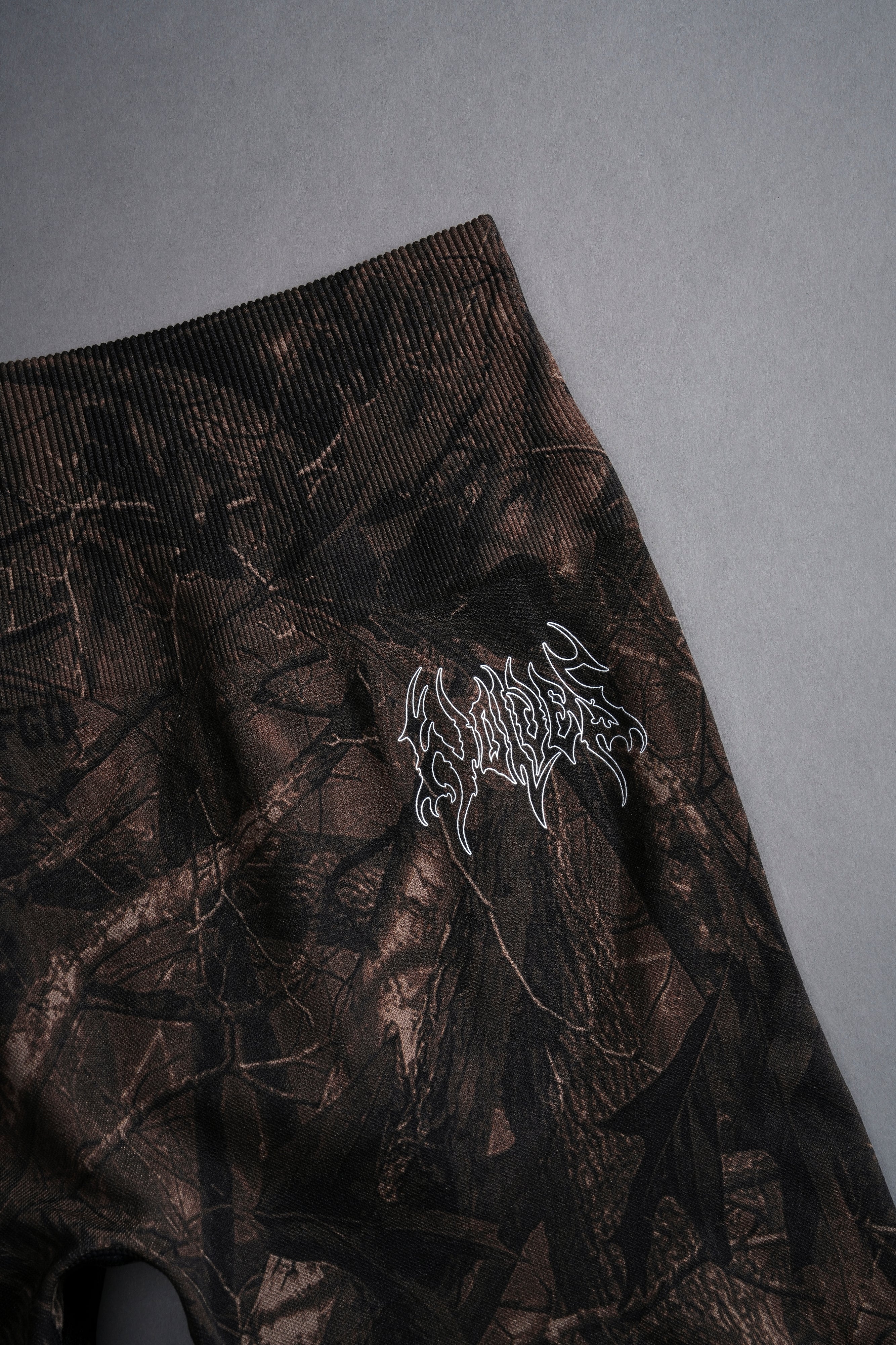 Hesh Forever Everson Seamless "Training" Shorts in Brown Driftwood Forest Camo