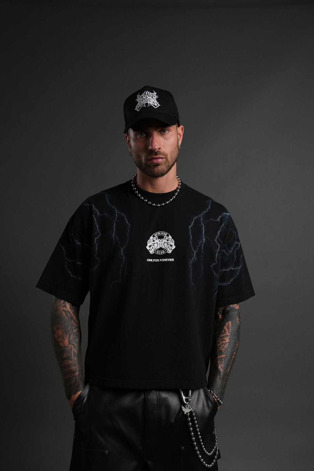 Lightning Strike Grunge "Box Cut" Tee in Black