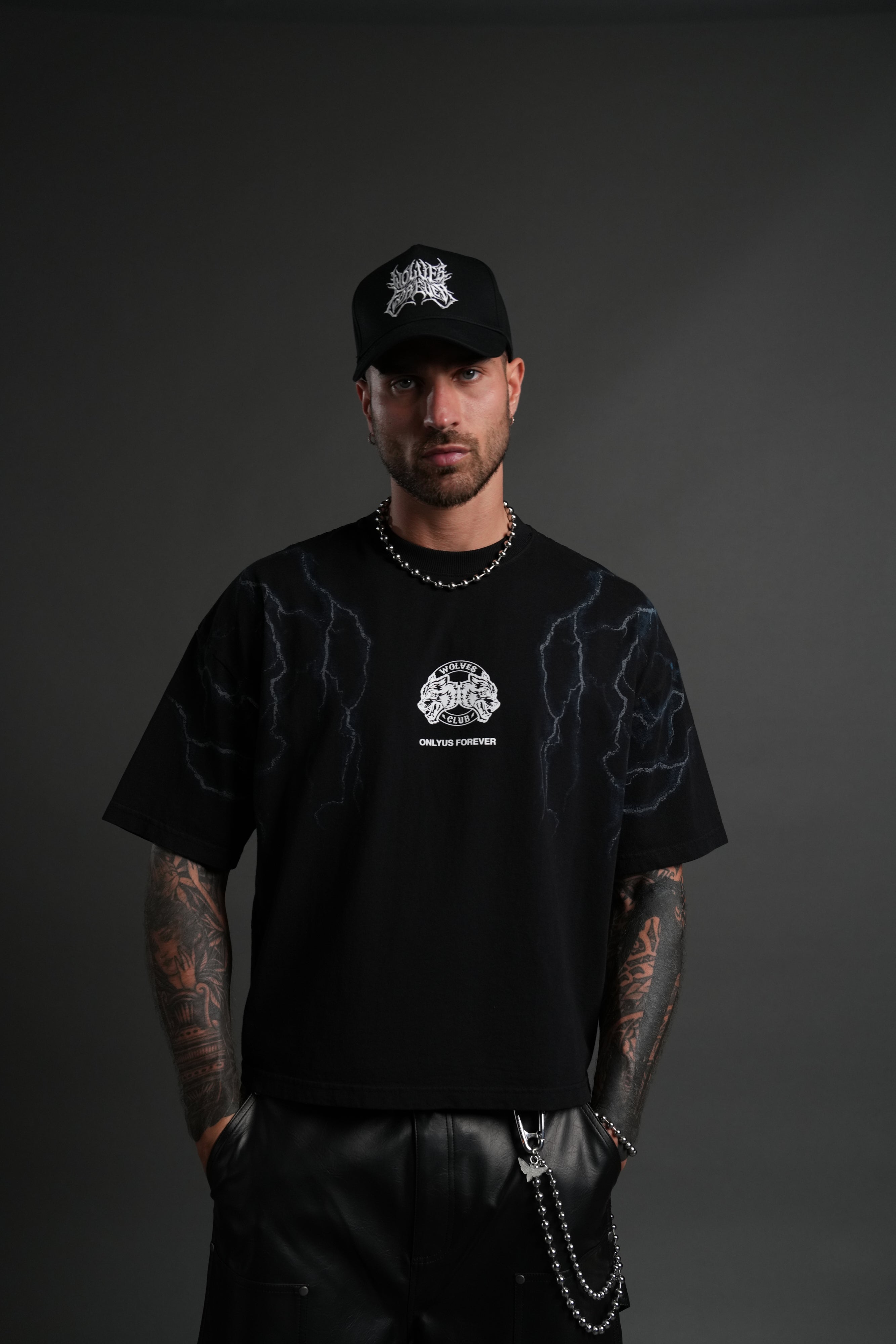 Lightning Strike Grunge "Box Cut" Tee in Black