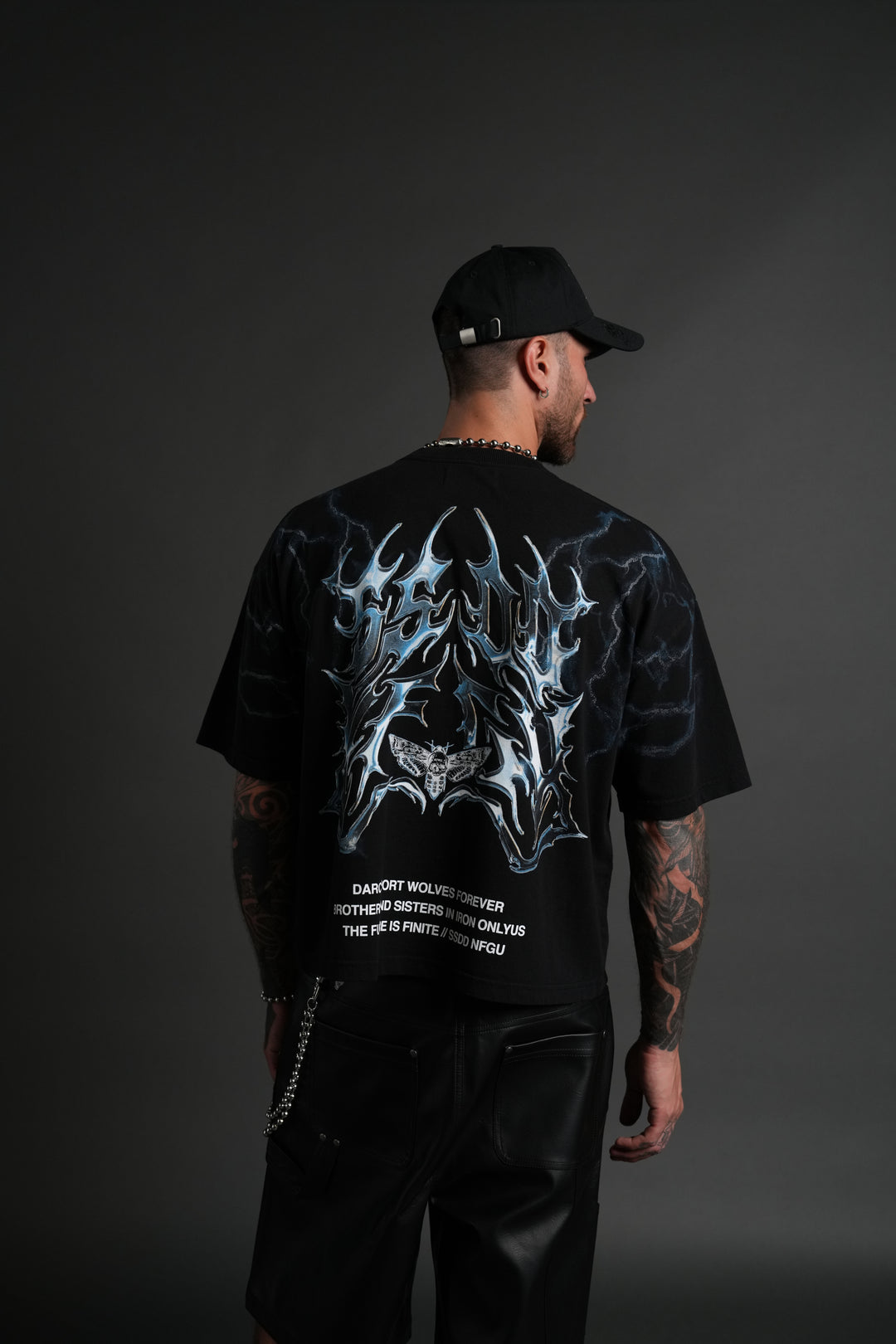 Lightning Strike Grunge "Box Cut" Tee in Black