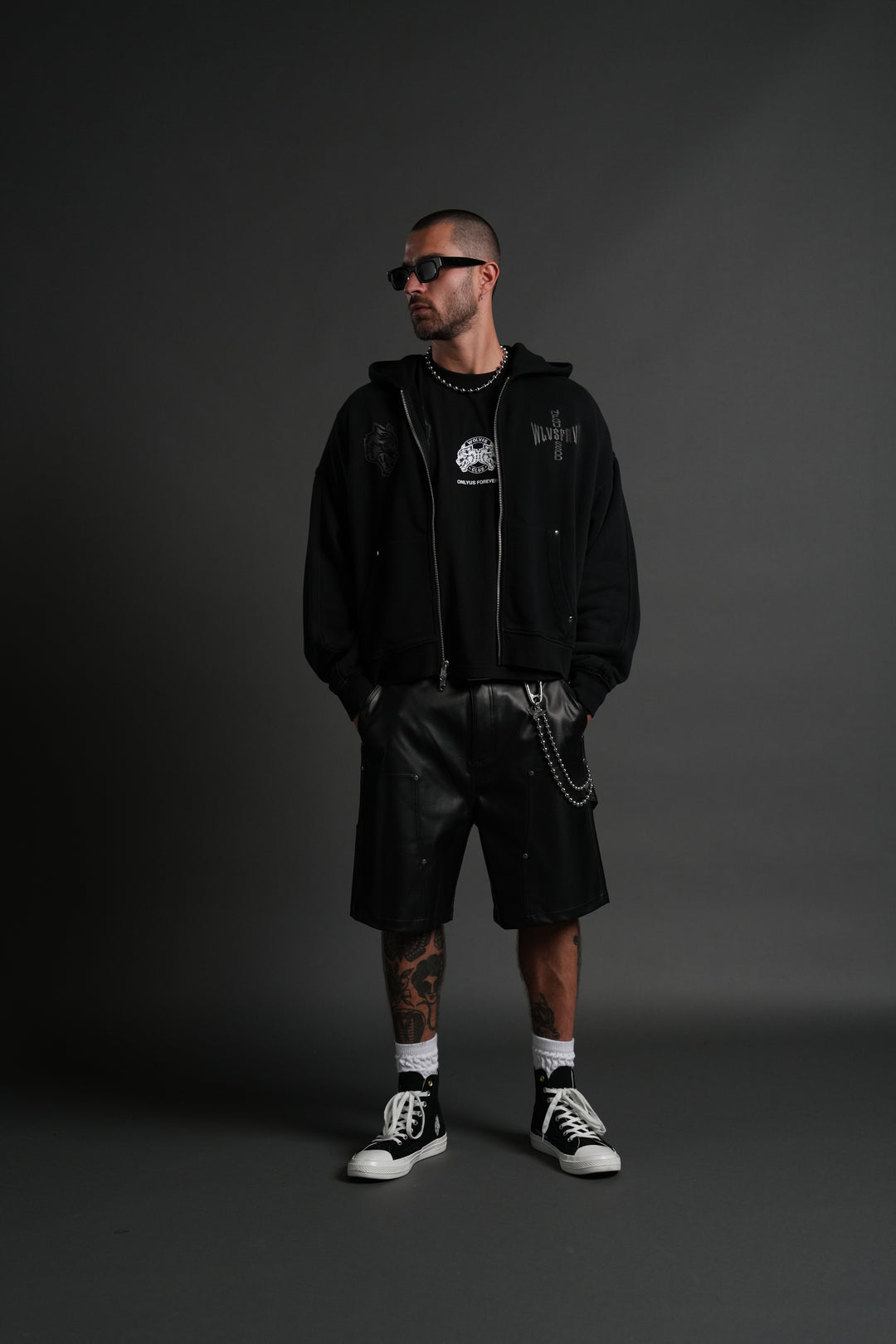 Iron Code Darco Double Zip Hoodie in Black Inverted Sun Fade