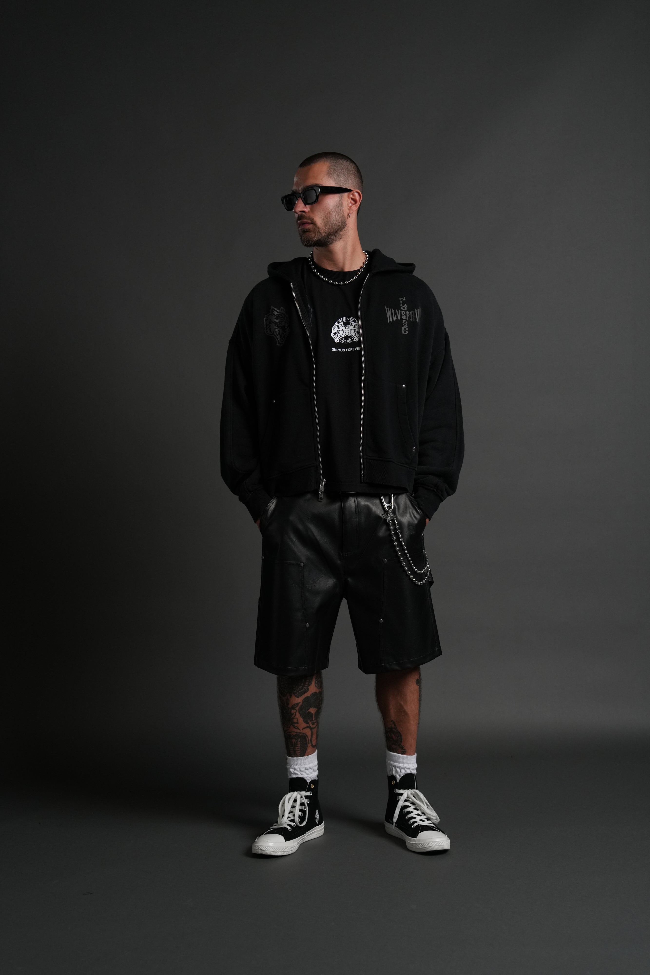 Iron Code Darco Double Zip Hoodie in Black Inverted Sun Fade