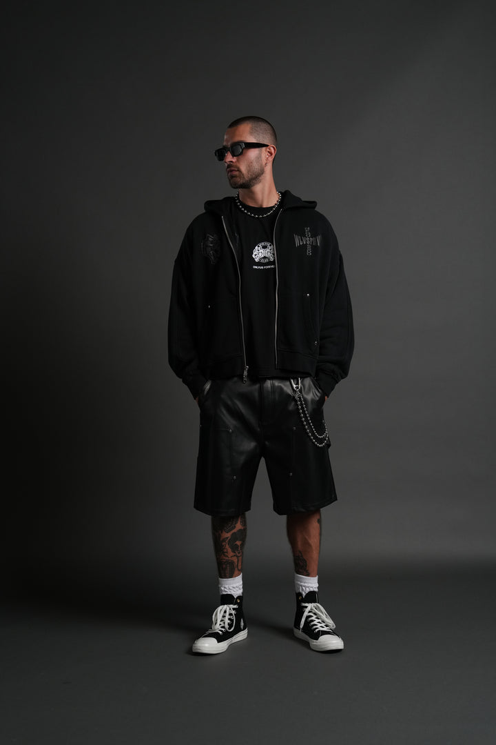 Iron Code Darco Double Zip Hoodie in Black Inverted Sun Fade