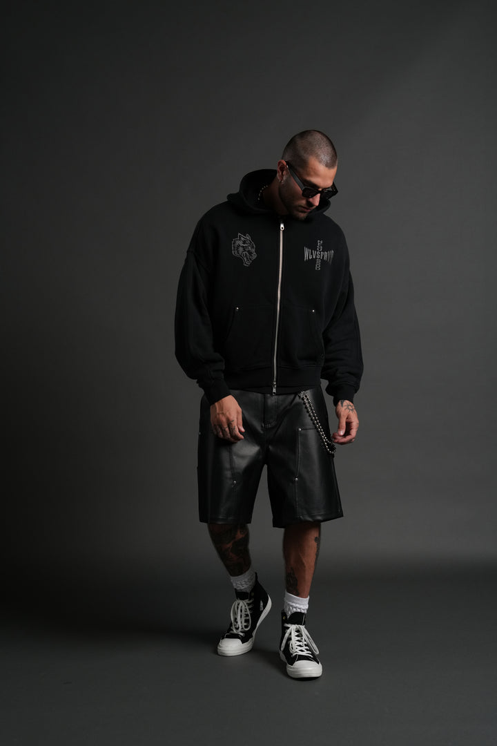 Iron Code Darco Double Zip Hoodie in Black Inverted Sun Fade