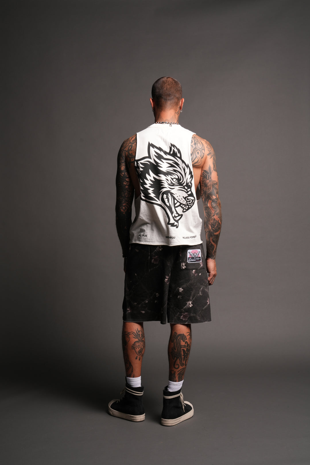 Midnight Bloom Raw Hem Oversized Post Lounge Sweat Shorts In All Of Us Camo
