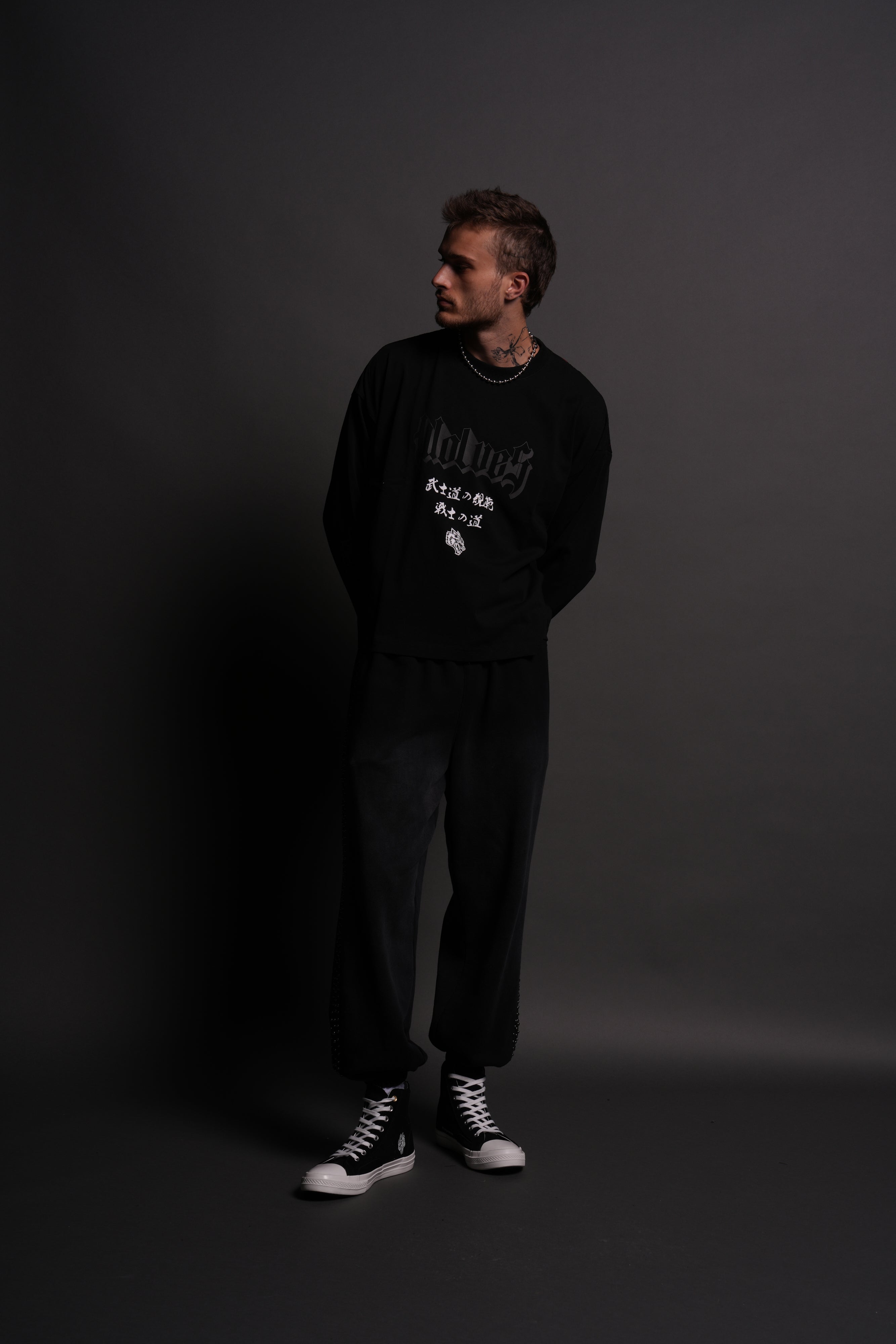 Forever Reborn Grunge "Box Cut" L/S Tee in Black