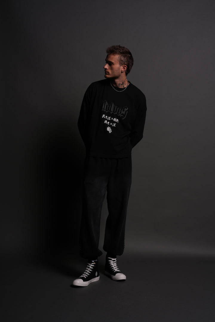 Forever Reborn Grunge "Box Cut" L/S Tee in Black