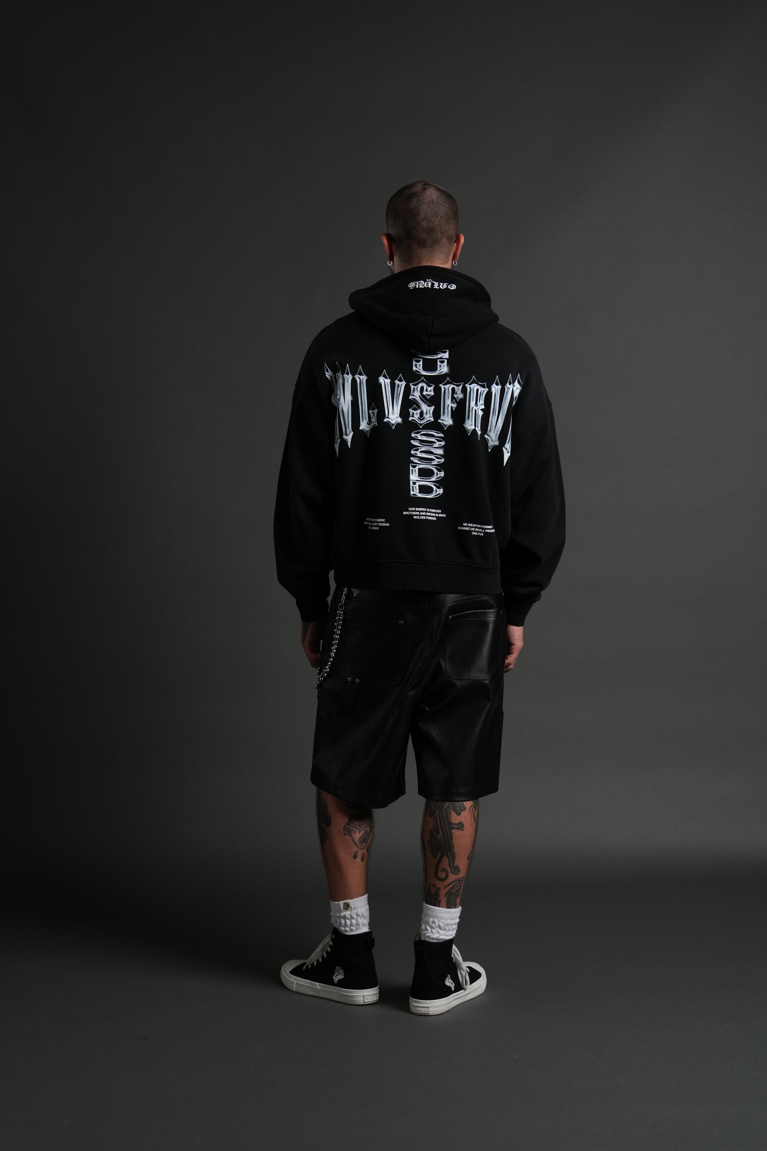 Iron Code Darco Double Zip Hoodie in Black Inverted Sun Fade