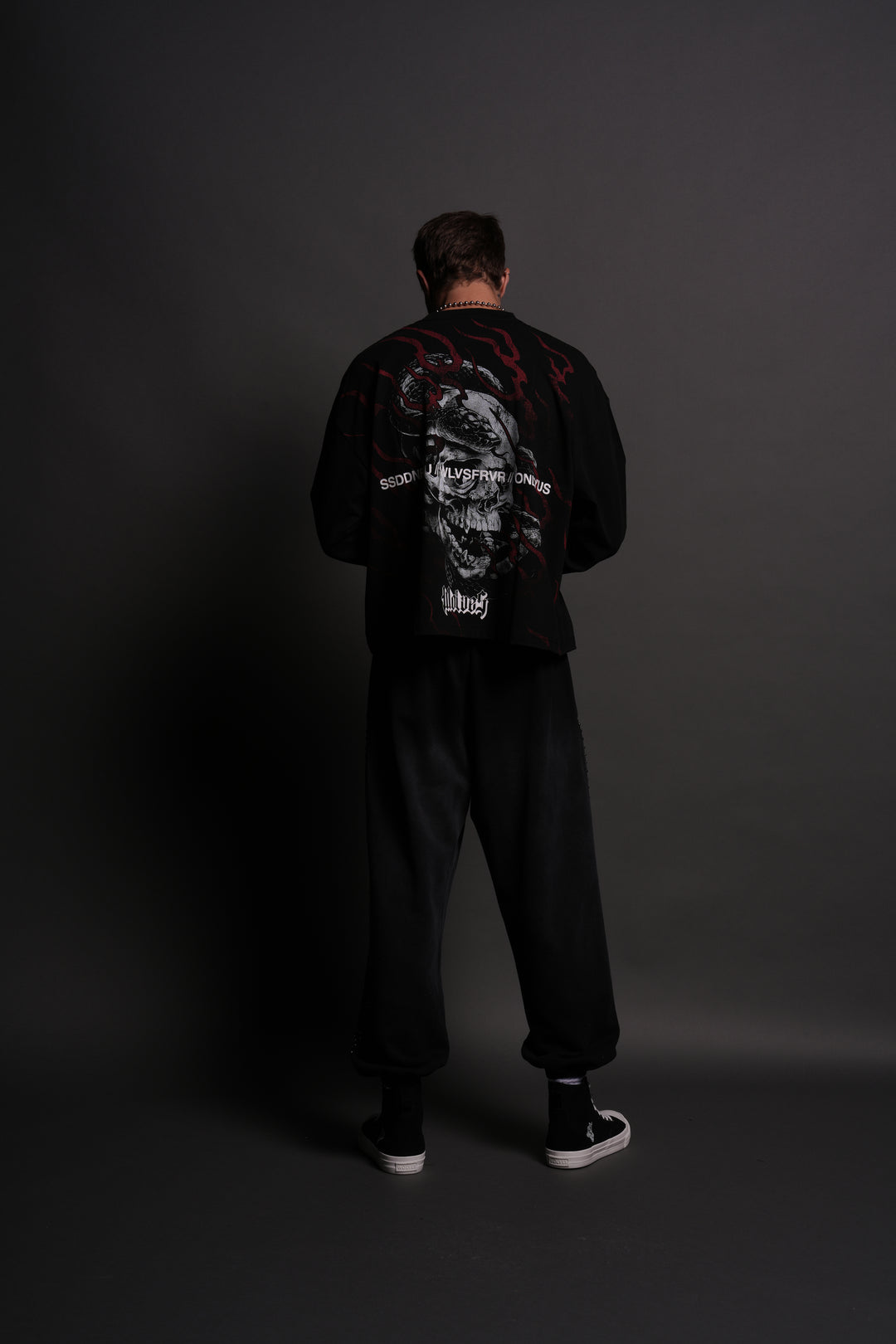 Forever Reborn Grunge "Box Cut" L/S Tee in Black