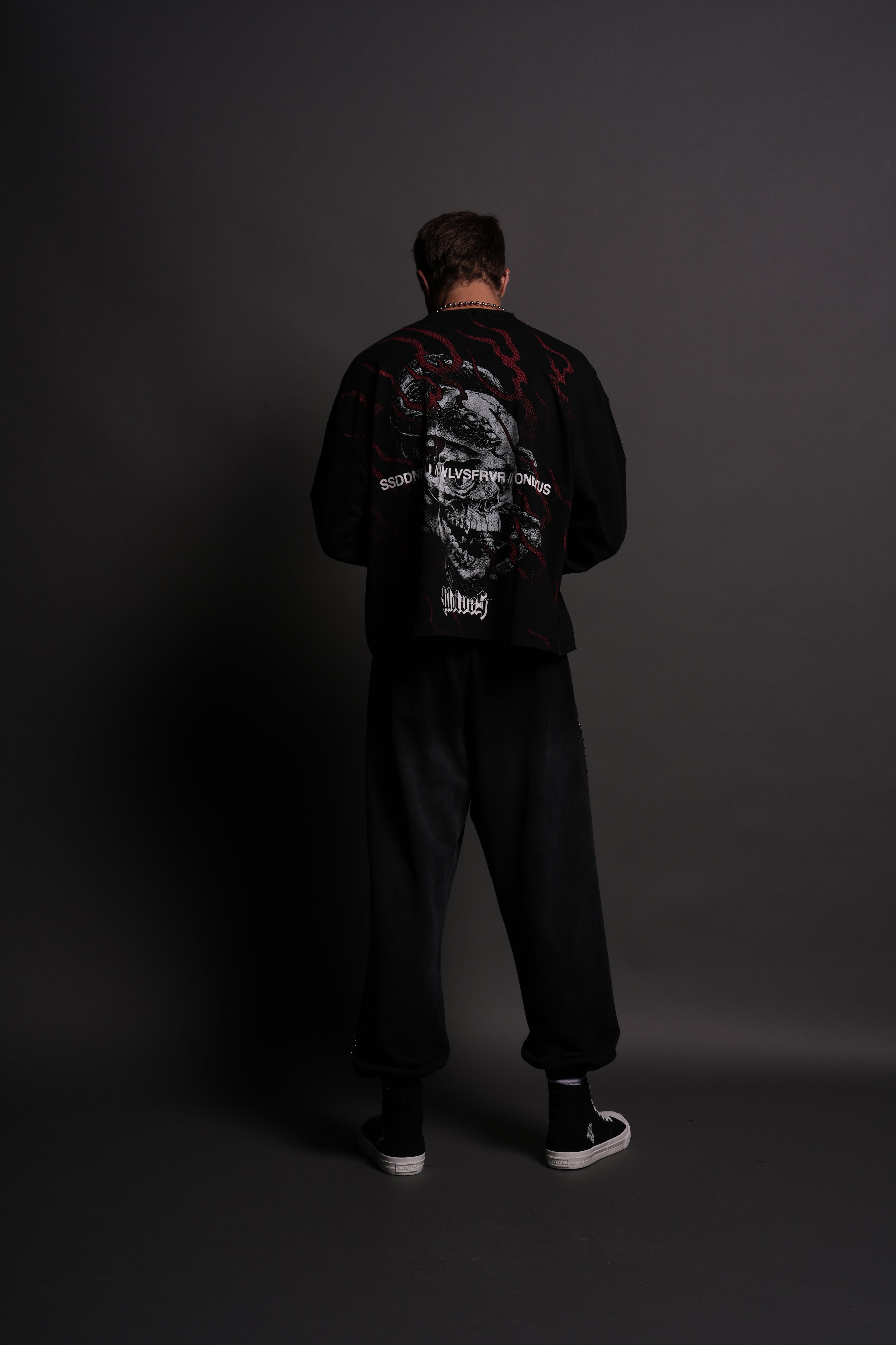 Forever Reborn Grunge "Box Cut" L/S Tee in Black