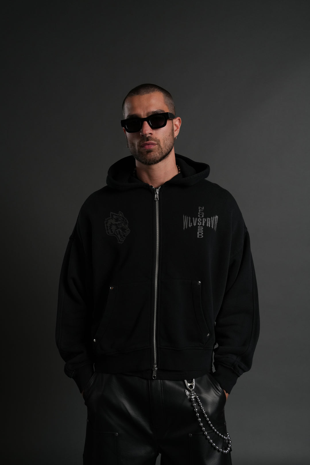 Iron Code Darco Double Zip Hoodie in Black Inverted Sun Fade